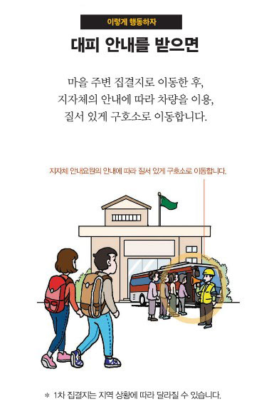 이렇게 행동하자 대피안내를 받으면 하단에 자세한 내용 있음