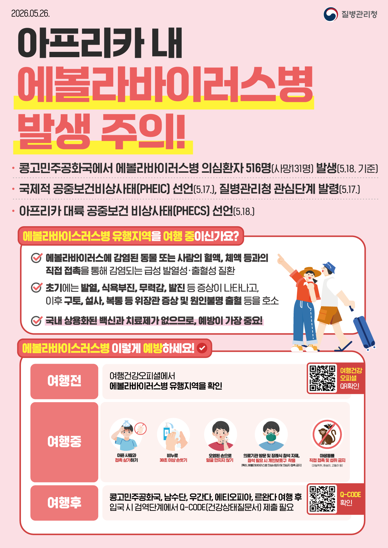 2026년 2분기 중점검역관리지역 안내드립니다. (에볼라바이러스병 추가)