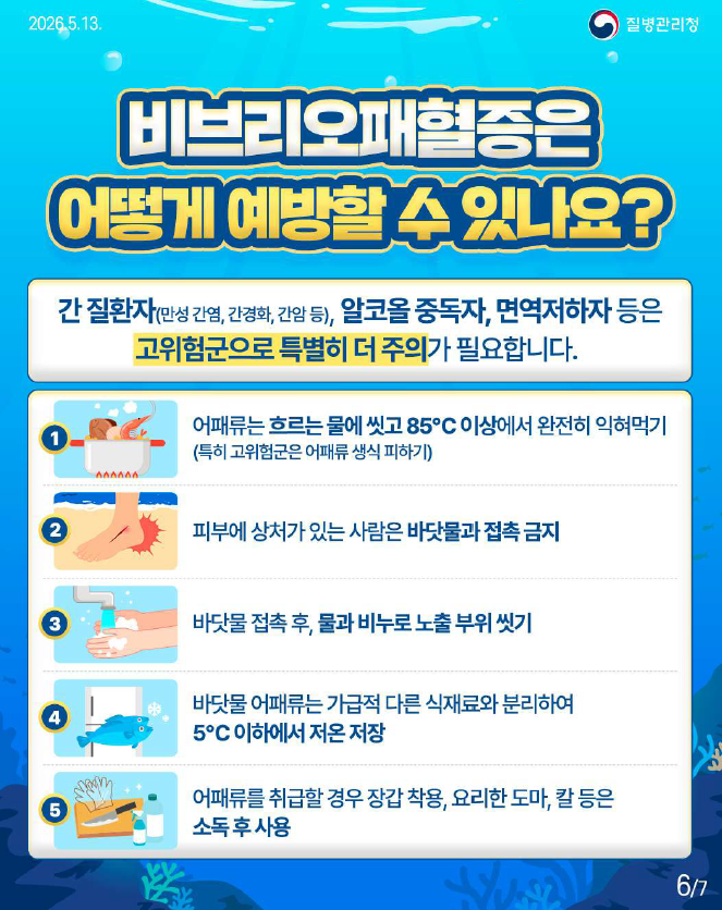 비브리오패혈증 관련 예방수칙 안내드립니다.