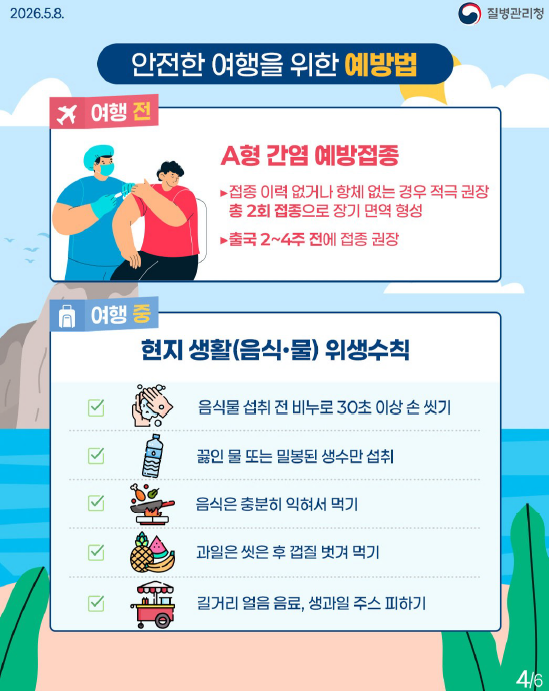 해외 여행 전 꼭 알아야 할 A형 간염 안내드립니다.