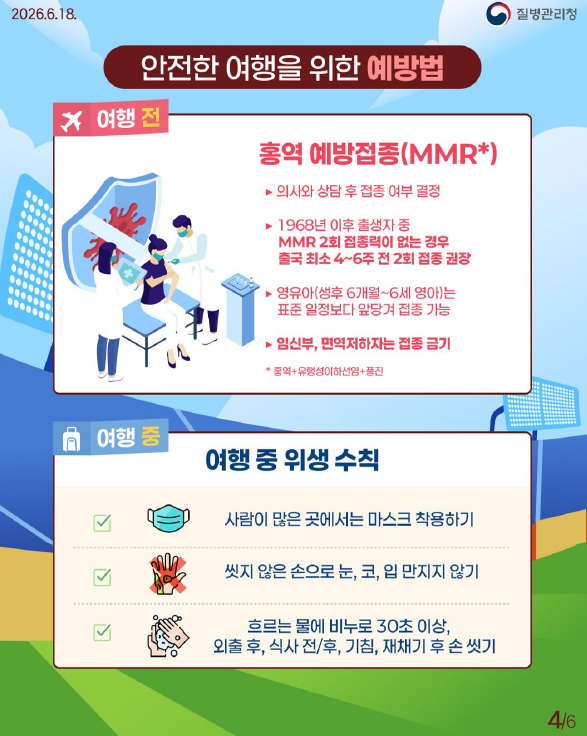 월드컵 직관 등 해외여행 전 건강 체크! 홍역 예방수칙 안내드립니다.